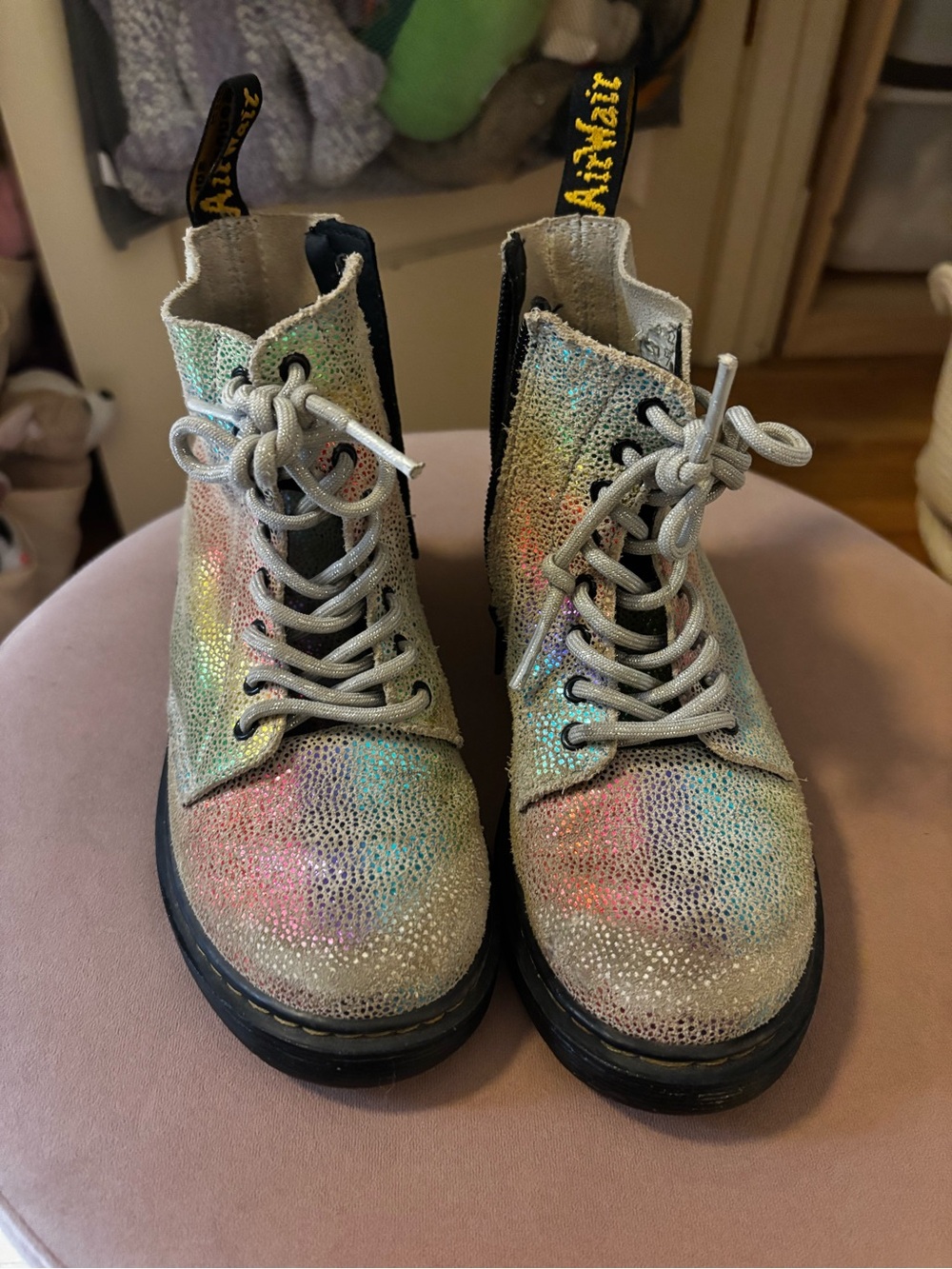 Dr. Martens Kids Iridescent Multi-Color Combat Boots